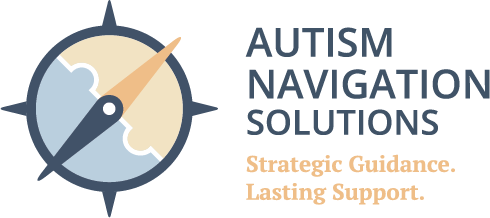 Logo for Autism Navigation Solutions with a compass and check mark design.